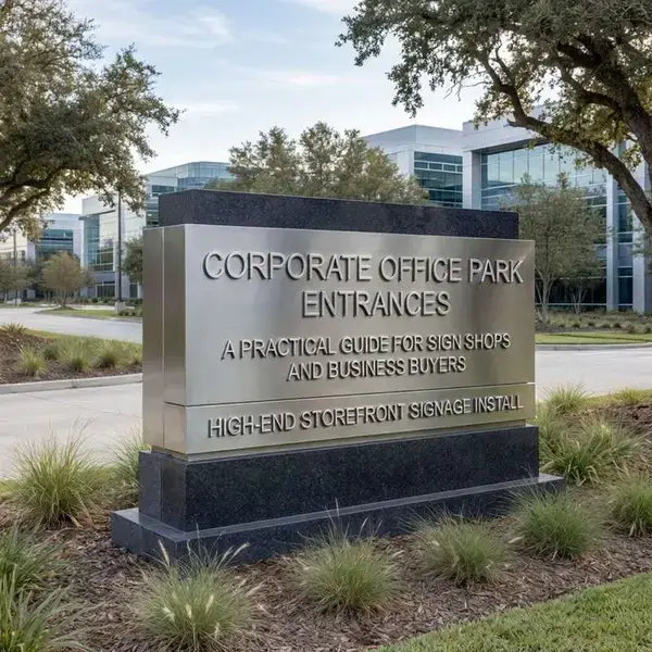 Monument Sign Design for Corporate Office Park Entrances – A Practical Guide for Sign Shops and Business Buyers