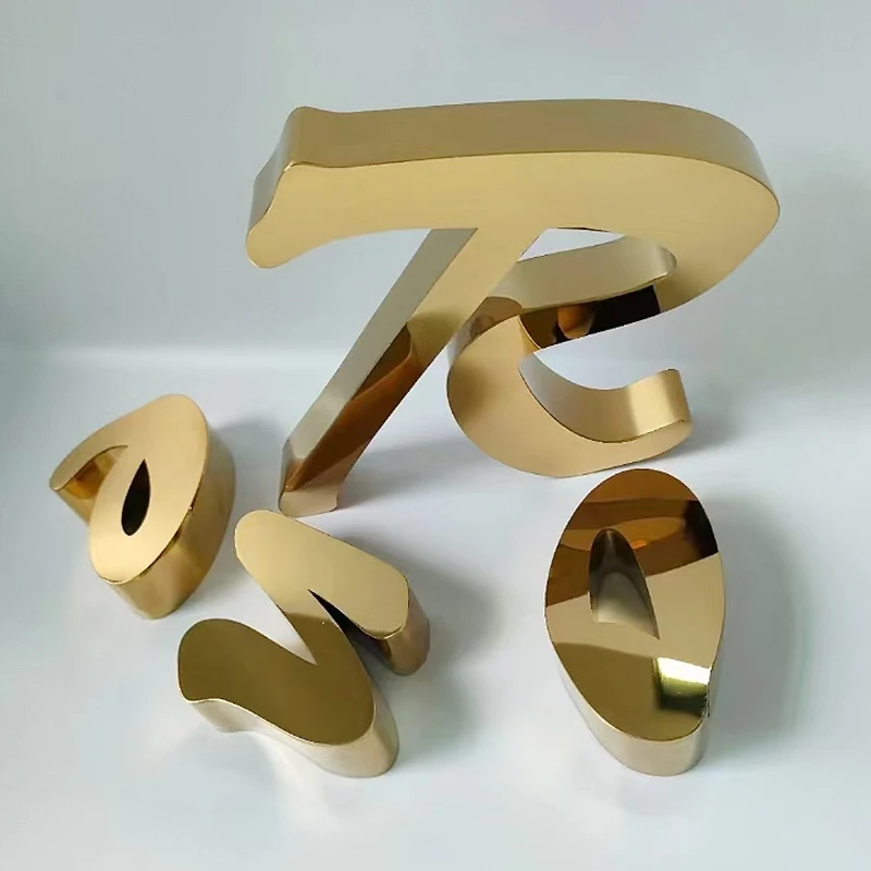 Enseigne de lettres boîtier de salon avec finition miroir élégante